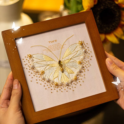 Butterfly Cross Stitch Decor DIY Embroidery Kit (Comes With Photo Frame)